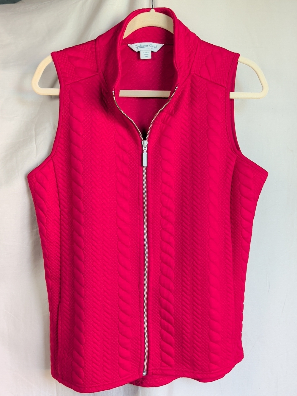 Coldwater Creek Bright Red Quilted Zip Vest Casual Vacation Layering Resort Wear